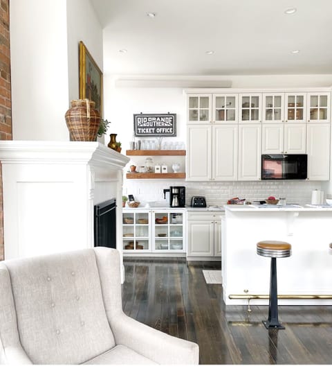 Cozy rocker chair with a view up Greene Street, Kendal Mt. and Sultan Mt.