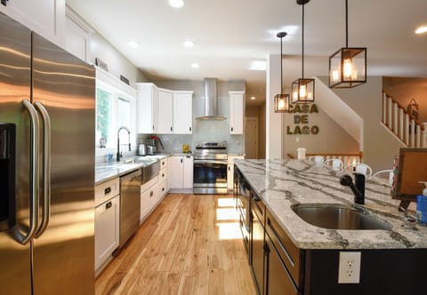 Custom kitchen with TWO full size Refrigerators. Coffee make: grinds or Keurig
