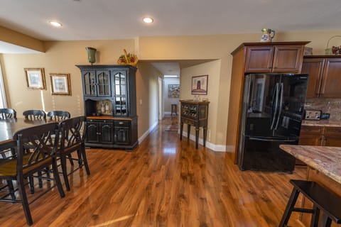 North view of the living area. The kitchen includes a weather vein.