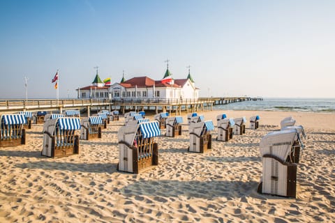 On the beach, white sand