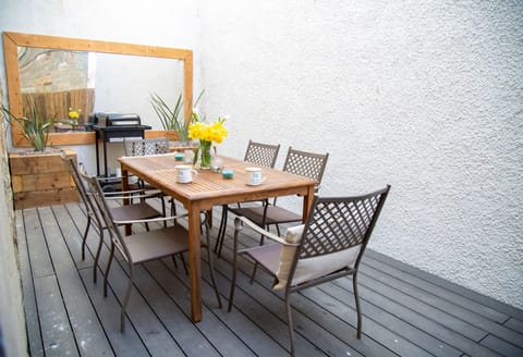 Decked courtyard area at the back of the property - access from kitchen or lane
