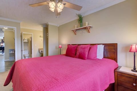 The master bathroom is just steps away