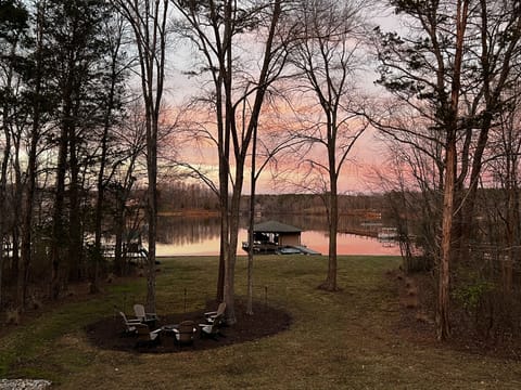 Sunset winter lake view
