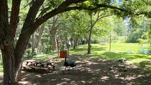 Sparkling Frio - Charcoal smokers, picnic table, tetherball, corn hole and horseshoes.