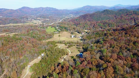 Aerial view of our estate. Secluded but only a 90 second drive to town