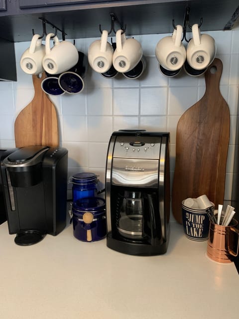 Coffee bar new for 2020. Grinder on coffee machine. Bring your favorite beans!!