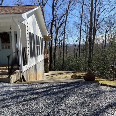 Walkway to the bottom terrace where we a additional seating, swing and BBQ