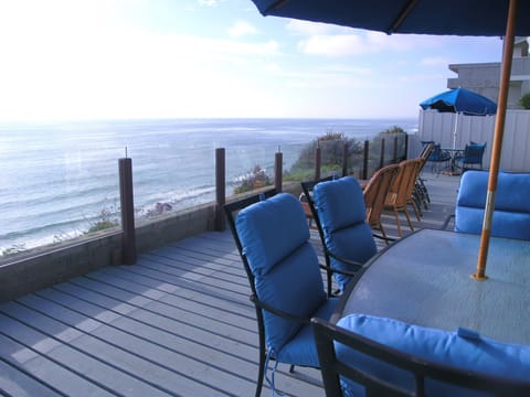 Dine out on the oceanfront deck first level, enjoy the fresh ocean sounds, waves