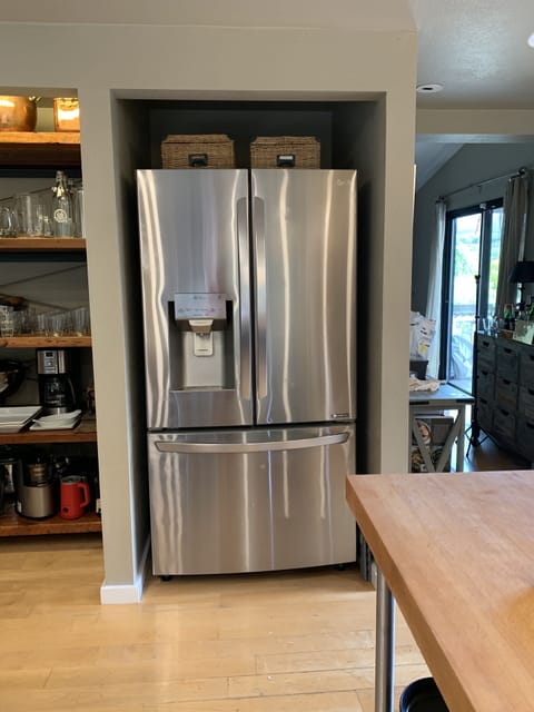 LG refrigerator with ice maker and filtered water.
