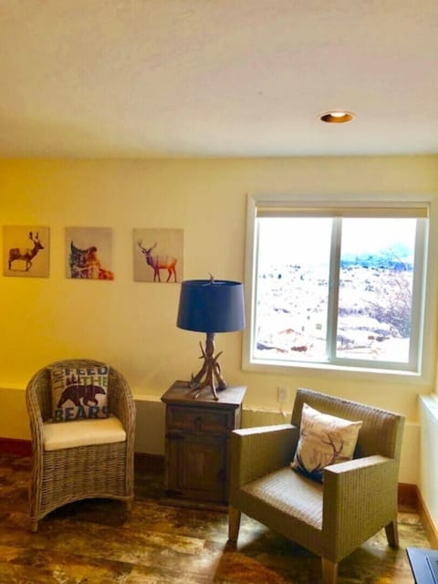 Seating area in downstairs bedroom.