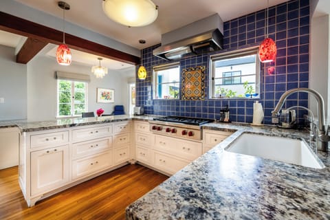 Kitchen. High-end appliances-Wolfe range, oven, microwave, Subzero refrigerator