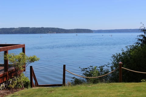 Steps leading down to your deck directly on the water.