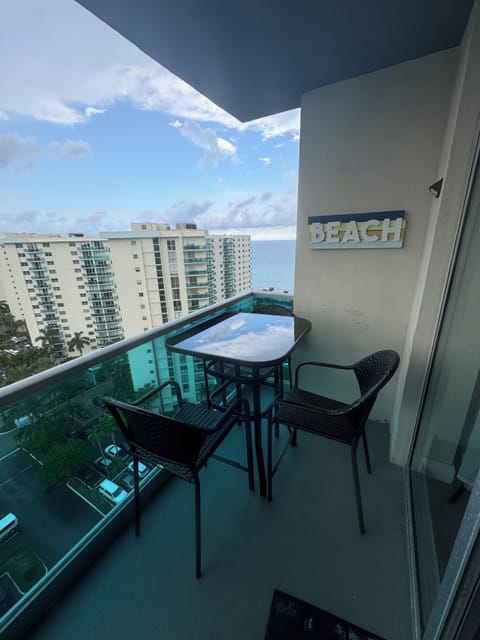 Enjoy ocean views in the balcony while enjoying a meal and a drink.