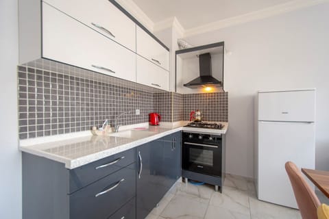 Deluxe Apartment | Private kitchen | Fridge, oven, stovetop, coffee/tea maker