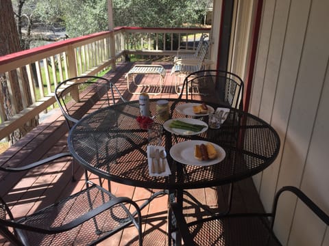 Enjoy lunch on our spacious front deck!