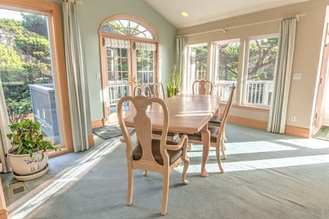 Upstairs dining room is filled with afternoon light.