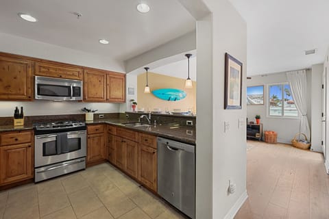 Kitchen looking into the living area