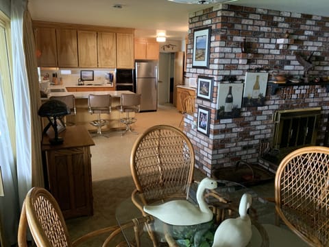 View from dining area into the kitchen.