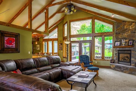 Large picture windows looking south