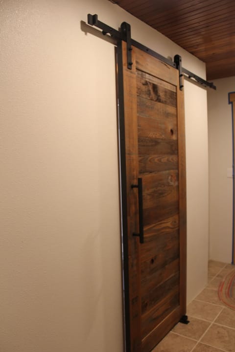 Custom made barn door (by owner) for bathroom #2