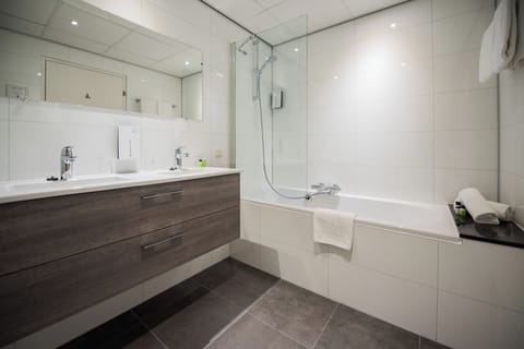Family Room | Bathroom | Shower, hydromassage showerhead, eco-friendly toiletries, hair dryer