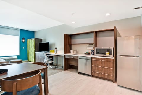 Suite, 1 King Bed, Accessible (Mobility & Hearing, Roll-in Shower) | Private kitchen | Full-size fridge, microwave, dishwasher, coffee/tea maker