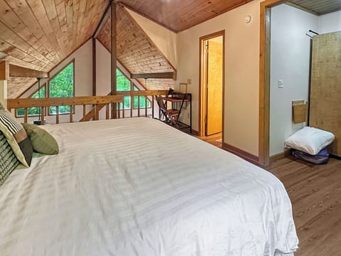 Upstairs king bed with full size Murphy Bed available too.