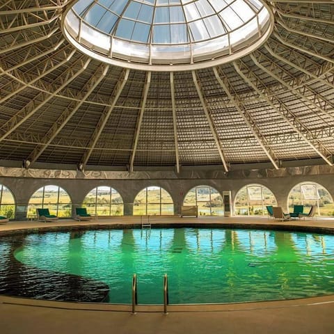 Indoor pool, outdoor pool, sun loungers