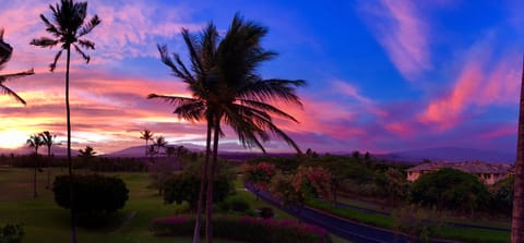 Memorable sunrises and sunsets from the lanai; view of Mauna Kea.