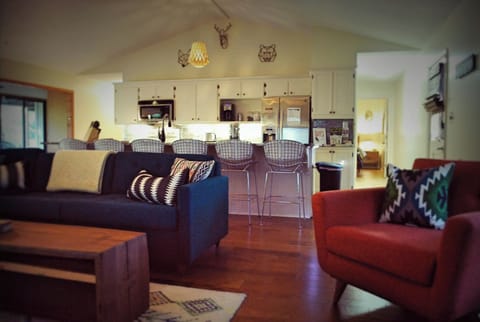 Open concept kitchen and living area.