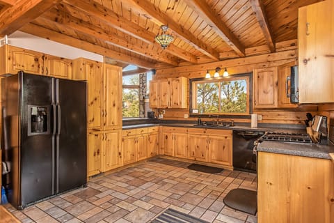 Our kitchen is stocked with spices, condiments, and cookware!