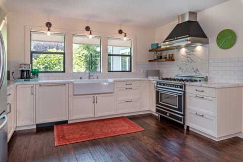 Farmhouse kitchen sink, and tons and tons of counter space.