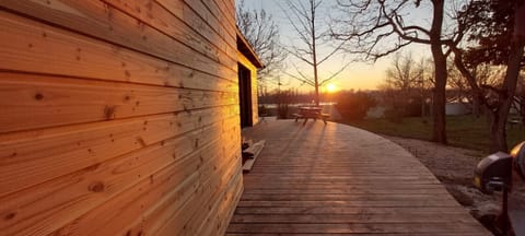 This beautiful new deck extends off the new dining area and enlarged kitchen.
