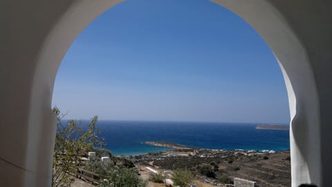 Traditional Greek Arch on Patio overlooking Faragas beach