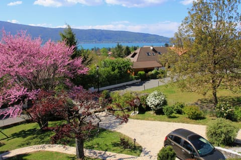 View of Lake Annecy out the mezzaine level.