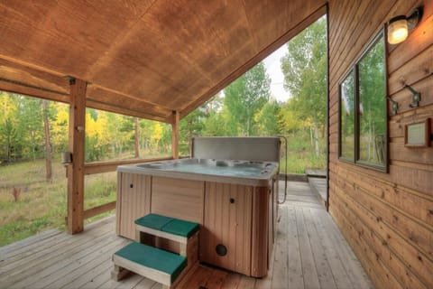Private, covered hot tub off of the main floor living space