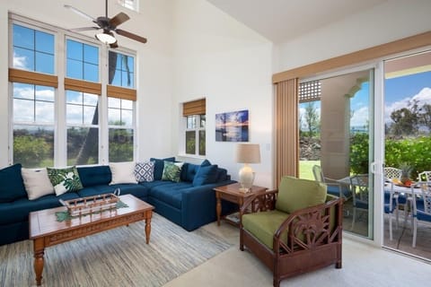 Spacious, bright living room with large windows