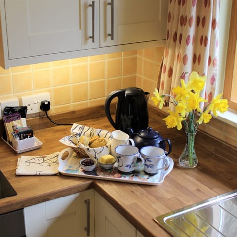 Welcome tray with home baking.