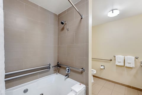 Suite, 1 King Bed, Accessible, Non Smoking | Bathroom | Combined shower/tub, rainfall showerhead, free toiletries, hair dryer