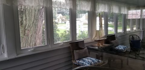 Plenty of windows and a Palm ceiling fan to enjoy the Lake Erie breeze & ROKU TV