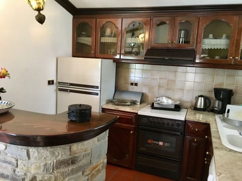 Deluxe Villa | Private kitchen | Full-size fridge, oven, stovetop, electric kettle