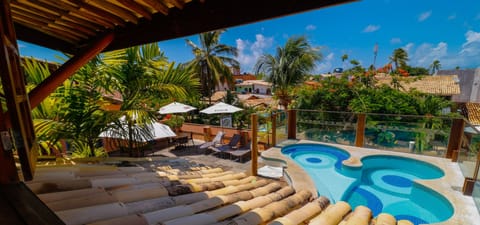 Outdoor pool, sun loungers