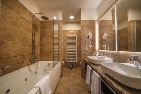 Free toiletries, hair dryer, bidet, towels