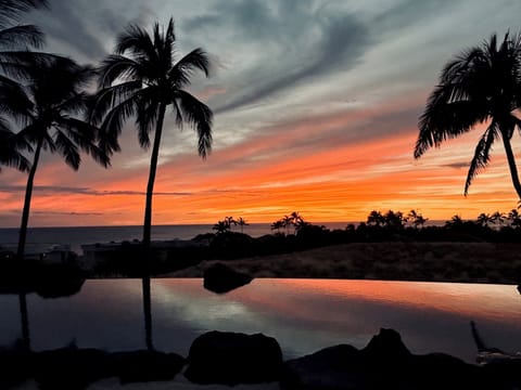 The sunset paints a breathtaking view of the horizon, creating a truly magnificent spectacle.