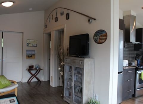 Inside sliding doors close off access to downstairs