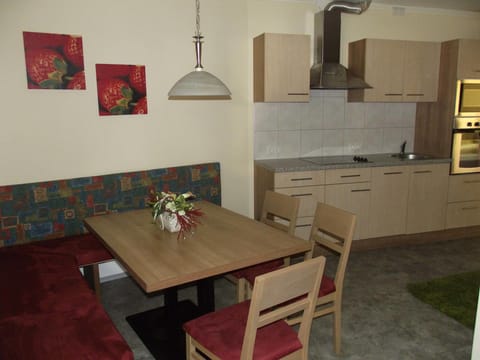 Apartment (Typ 8) | Private kitchen | Full-size fridge, microwave, oven, stovetop