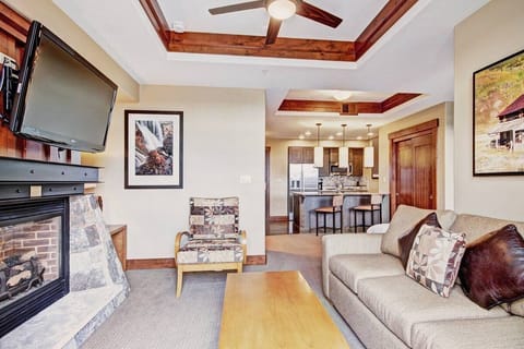 Studio (Condominium) | Living area | TV, fireplace, iPod dock