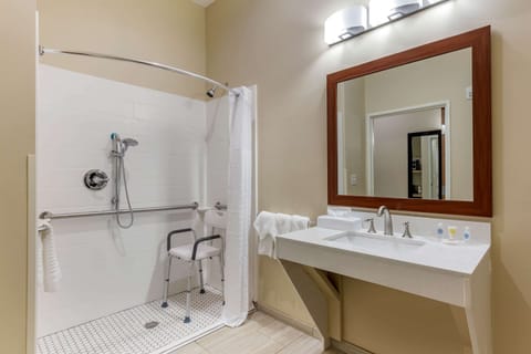 Suite, 1 King Bed, Accessible, Non Smoking | Bathroom | Rainfall showerhead, free toiletries, hair dryer, towels