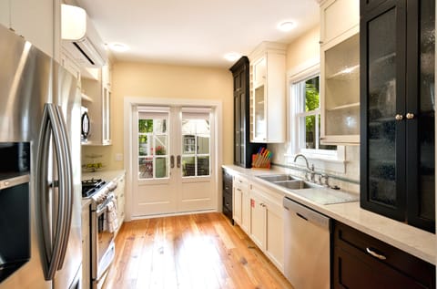 The kitchen on the first floor is fully equipped