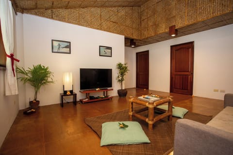 Traditional Bungalow | Living area | 60-inch LED TV with cable channels